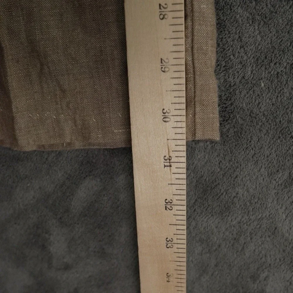 Orvis 100% Linen Pants Men 38x30.5 Oatmeal Brown Flat Front Straight Leg Coastal